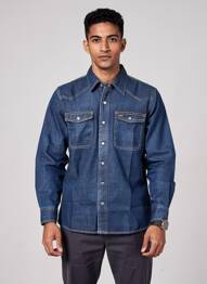 Chemise manches longues poches bleu IRON AND RESIN homme