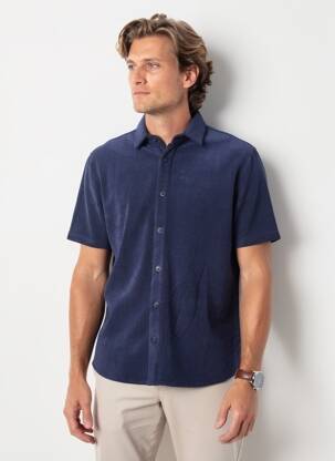Chemise manches courtes coupe droite bleu IRON AND RESIN homme