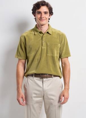 Polo tissage jersey manches courtes vert IRON AND RESIN homme