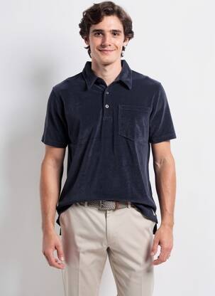 Polo tissage jersey manches courtes bleu fonce IRON AND RESIN homme