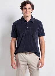 Polo tissage jersey manches courtes bleu fonce IRON AND RESIN homme