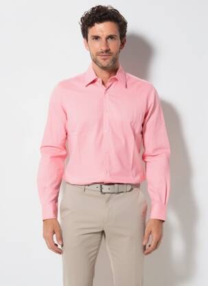 Chemise manches longues coupe cintrée rose EUROPANN homme