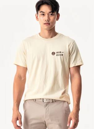 T-shirt coupe cintrée manches courtes beige IRON AND RESIN homme