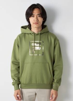 Sweat-shirt à capuche tissage jersey manches longues vert FILA homme