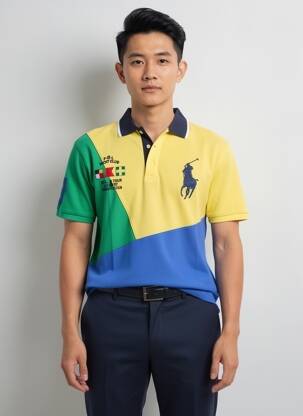 Polo stretch manches courtes bleu RALPH LAUREN homme