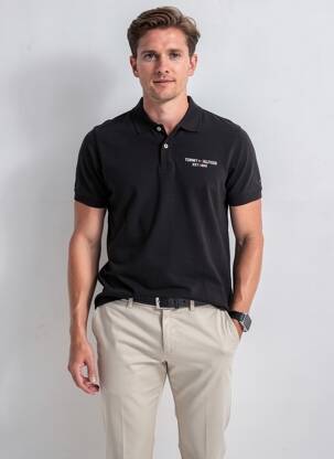 Polo stretch manches courtes noir TOMMY HILFIGER homme