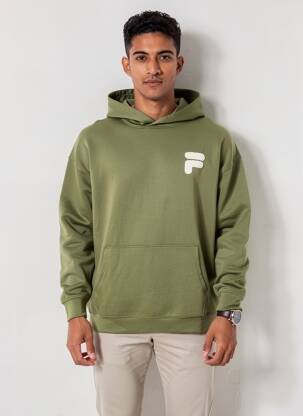 Sweat-shirt à capuche broderie manches longues vert FILA homme