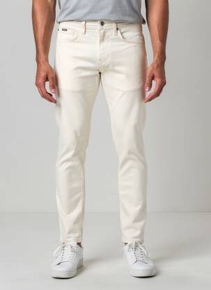 Pantalon slim fermeture zippée sous rabat boutonné taille normale beige PEPE JEANS homme