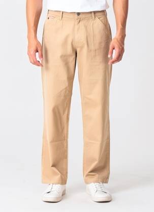 Pantalon droit tissage popeline taille normale beige IRON AND RESIN homme