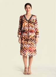 Robe mi-longue coupe fluide manches 3/4 orange CHATTAWAK femme