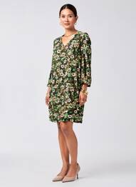 Robe courte coupe fluide manches 3/4 vert SIGNE NATURE femme