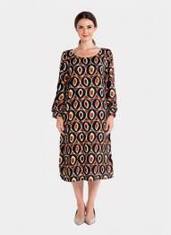 Robe mi-longue coupe fluide manches 3/4 noir SIGNE NATURE femme