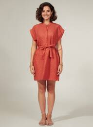 Robe courte manches courtes manches courtes orange LA FEE MARABOUTEE femme