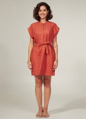 Robe courte manches courtes manches courtes orange LA FEE MARABOUTEE femme