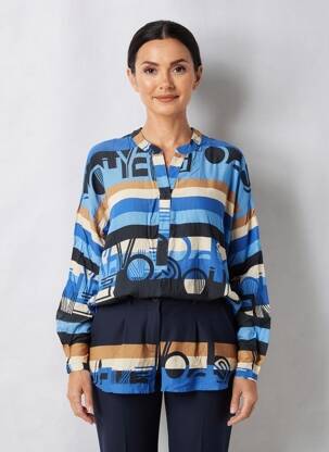 Blouse tissage popeline manches longues bleu BETTY BARCLAY femme