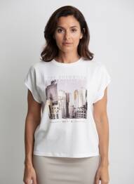 T-shirt imprimé fantaisie manches courtes blanc GARCIA femme