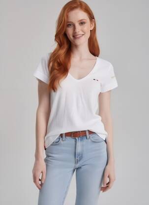 T-shirt col v manches courtes blanc LA MARINIÈRE FRANÇAISE femme