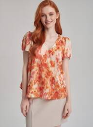 Top coupe fluide manches courtes orange SUD EXPRESS femme