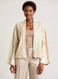 Veste casual coupe droite beige LA FEE MARABOUTEE femme