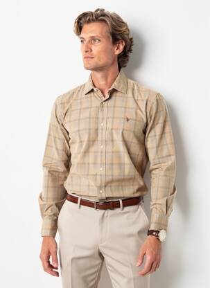 Chemise manches longues imprimé écossais beige U.S. POLO ASSN homme