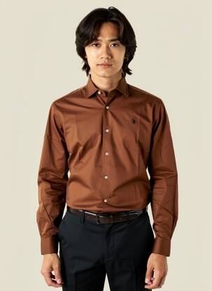 Chemise manches longues coupe cintrée marron U.S. POLO ASSN homme