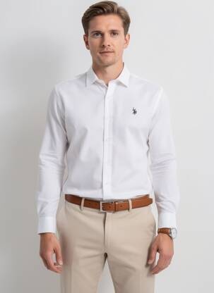 Chemise manches longues coupe cintrée blanc U.S. POLO ASSN homme