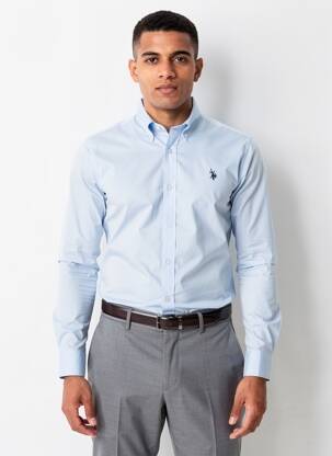 Chemise manches longues coupe cintrée bleu U.S. POLO ASSN homme