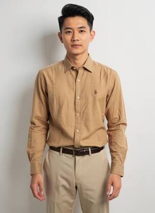 Chemise manches longues coupe cintrée marron U.S. POLO ASSN homme