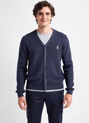 Gilet manches longues col v bleu U.S. POLO ASSN homme