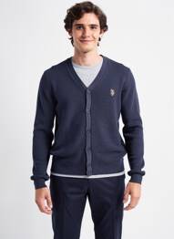Gilet manches longues col v bleu U.S. POLO ASSN homme