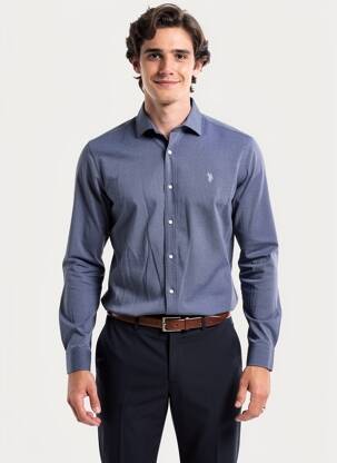 Chemise manches longues coupe cintrée bleu U.S. POLO ASSN homme