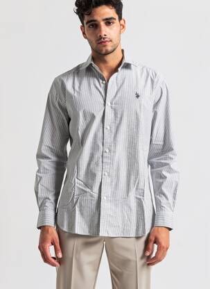 Chemise manches longues coupe cintrée gris U.S. POLO ASSN homme