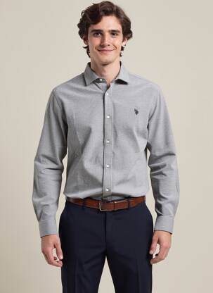 Chemise manches longues coupe cintrée gris U.S. POLO ASSN homme