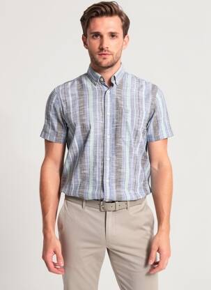 Chemise manches courtes coupe cintrée bleu CAMEL ACTIVE homme