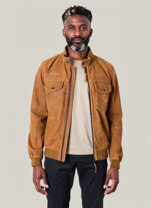 Veste en cuir tissage suedine marron CAMEL ACTIVE homme