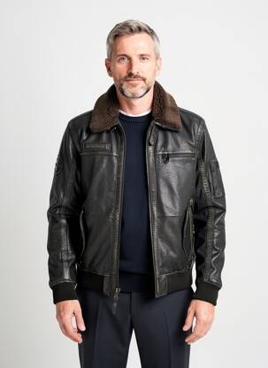 Veste en cuir poches noir CAMEL ACTIVE homme