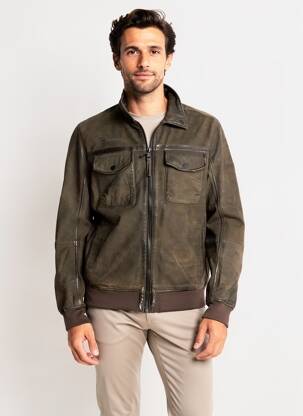 Veste en cuir tissage suedine gris CAMEL ACTIVE homme