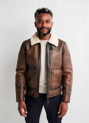 Veste en cuir poches marron CAMEL ACTIVE homme