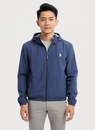 Coupe-vent poches a capuche bleu U.S. POLO ASSN homme
