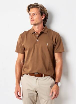 Polo stretch manches courtes marron U.S. POLO ASSN homme
