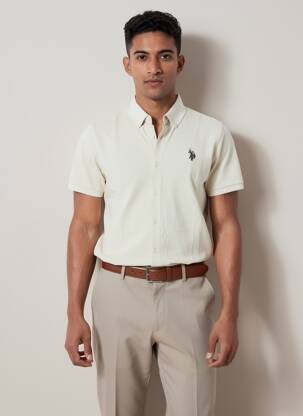 Polo stretch manches courtes beige U.S. POLO ASSN homme
