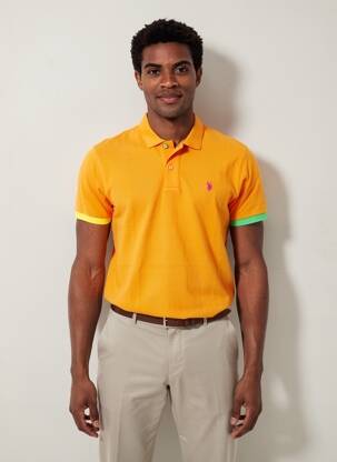 Polo stretch manches courtes orange U.S. POLO ASSN homme