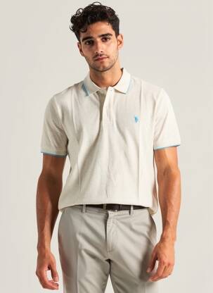 Polo tissage chiné manches courtes beige U.S. POLO ASSN homme