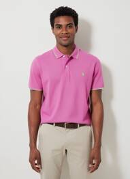 Polo tissage chiné manches courtes rose U.S. POLO ASSN homme