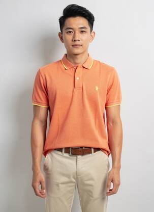 Polo tissage chiné manches courtes orange U.S. POLO ASSN homme