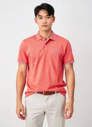 Polo tissage chiné manches courtes rouge U.S. POLO ASSN homme