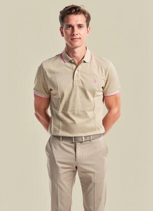 Polo tissage chiné manches courtes marron U.S. POLO ASSN homme