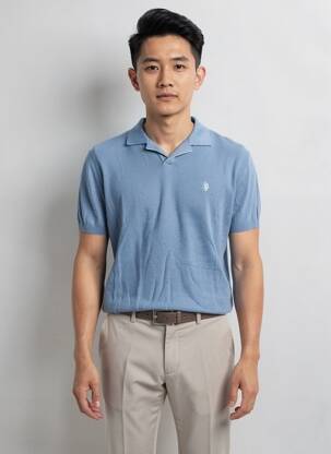 Pull stretch manches courtes bleu U.S. POLO ASSN homme