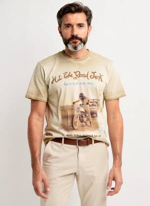 T-shirt coupe cintrée manches courtes marron BOB homme