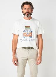 T-shirt broderie manches courtes beige BOB homme